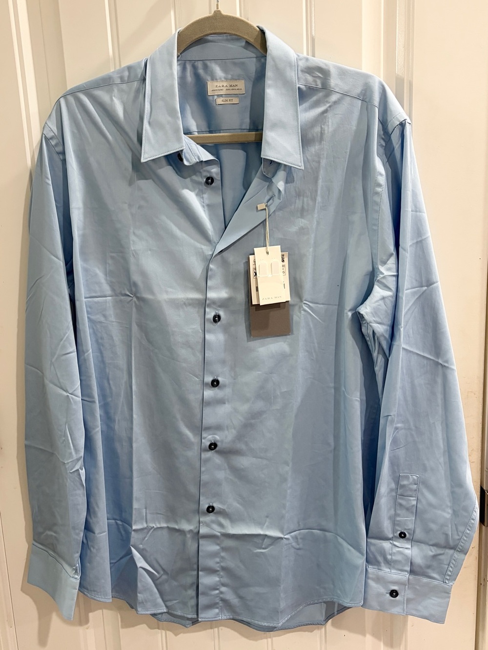 Zara Light Blue Men's Dress Shirt - Classic Button-Down Slim Fit NWT